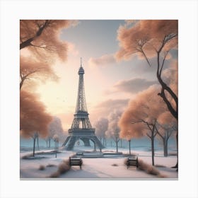 Winter In Paris Landscape 2 Canvas Print