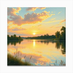 Sunset By The River Canvas Print