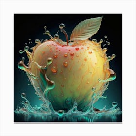 Water Splashed Apple 1 Canvas Print