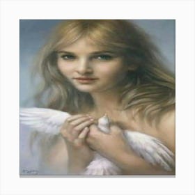 Girl With A Dove Canvas Print