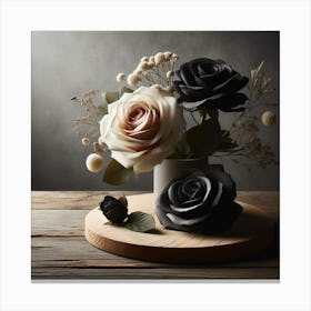 Black And White Roses 1 Canvas Print