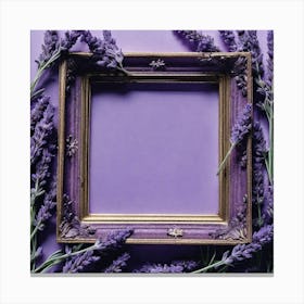 Lavender Frame On Purple Background 4 Canvas Print