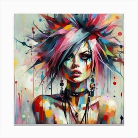 Woman With Colorful Hair 1 Canvas Print