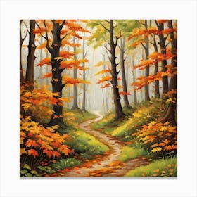 Forest In Autumn In Minimalist Style Square Composition 37 Canvas Print