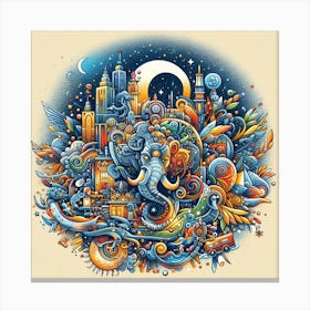 Elephant City Canvas Print
