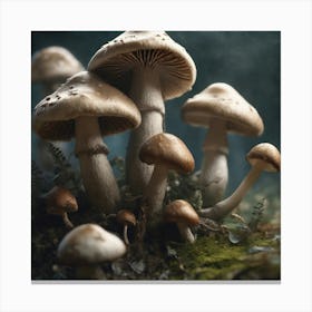 Mushrooms On Moss 3 Canvas Print