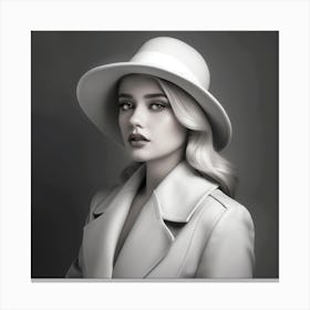 Portrait Of A Woman In A Hat 3 Canvas Print