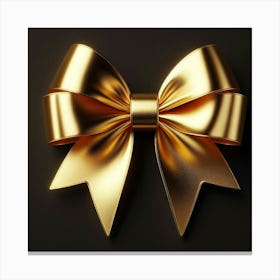 Gold Bow On Black Background 3 Canvas Print