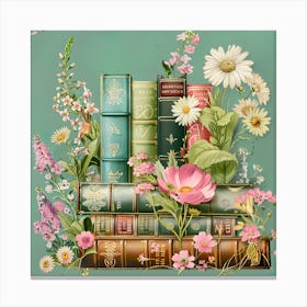 Wildflower Antique Books And Flowers 6 Canvas Print