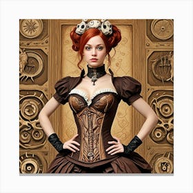 Steampunk Women's Fashion Movie Attire Cubism Style Canvas Print