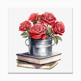 Roses In A Bucket 18 Canvas Print