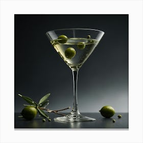 Martini With Olives Canvas Print