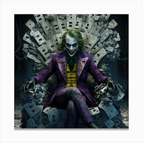 Joker Sitting On The Iron Throne Canvas Print