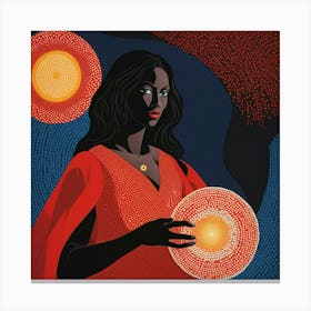 Black Woman Holding A Disc Canvas Print