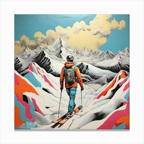 Pop Art graffiti Mountains and skier 1 Canvas Print