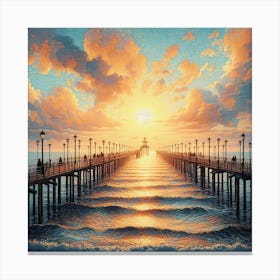 Sunrise on the sea pier 2 Canvas Print