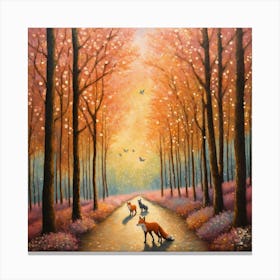 Leash of foxes 1 Canvas Print