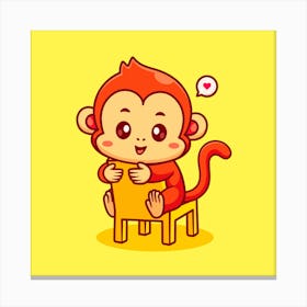 Monkey Sitting On A Chair,cute monkey sitting on chair cartoon Canvas Print