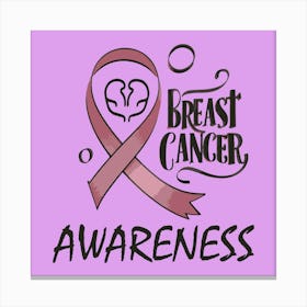 Women Breast Cancer Awareness background with brassiere Calligraphy in Pink Ribbon international symbol for month October suitable for clipart and poster and wall art Canvas Print