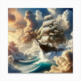 Sailing Ship In The Clouds 3 Canvas Print