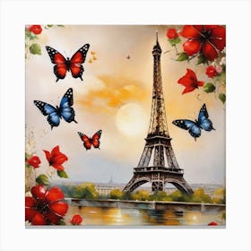 Paris With Butterflies 68 Canvas Print