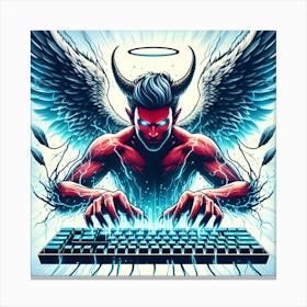 Devil On A Keyboard 4 Canvas Print