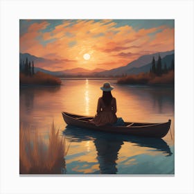 Sunset Canoe Canvas Print