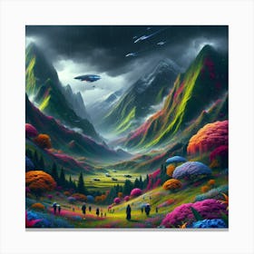 Neon Rain Veil Canvas Print