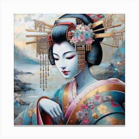 Geisha Creative Illustration Artwork 16 Canvas Print