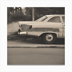 Old Car Parked On Street Canvas Print
