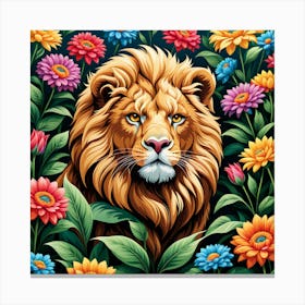 Lion In The Garden Canvas Print