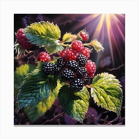 Blackberries lit by an Autumnal Sun Canvas Print