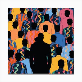 Silhouette Of A Man In A Crowd Canvas Print