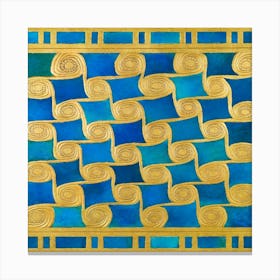 Blue And Gold Swirls Canvas Print