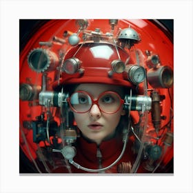 Girl In A Red Ball Canvas Print