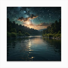 River At Night 1 Canvas Print