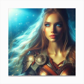 Beautiful Girl In Armor Canvas Print