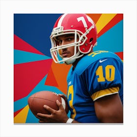 Football Player Holding A Football Canvas Print