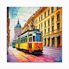 Budapest Tram Colours  Canvas Print