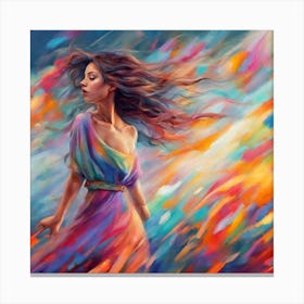 Woman In A Colorful Dress Canvas Print