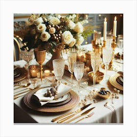 Gold Table Setting 6 Canvas Print