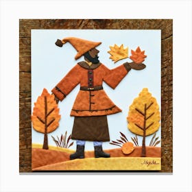 A Seasonal Autumn Greeting Card Joyfully Featuring A Cheerful Pilgrim Adorned In The Traditional Br 2 2 Canvas Print