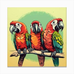 Parrots On A Branch 3 Toile