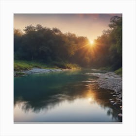 Sunrise Over A River Canvas Print