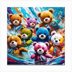 Teddy Bears In The Water 4 Canvas Print