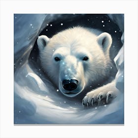 Polar Bear in his Burrow Canvas Print