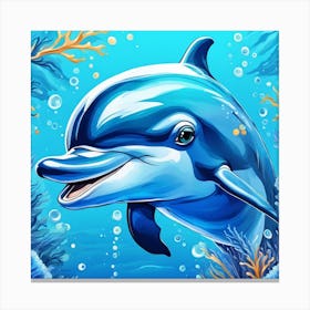 Cute Blue Dolphin Canvas Print