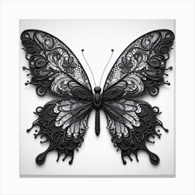 Black Lace Butterfly III Canvas Print