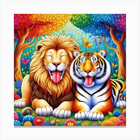 Lion And Tiger 2 Canvas Print