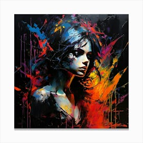 Girl With Colorful Hair Canvas Print